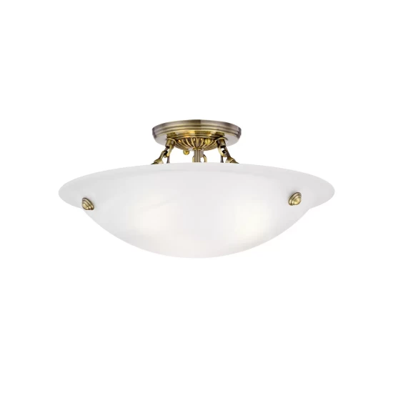 Hot Sale π Livex Oasis 3-Light 7 Large Ceiling Mount Antique Brass π - Image 5