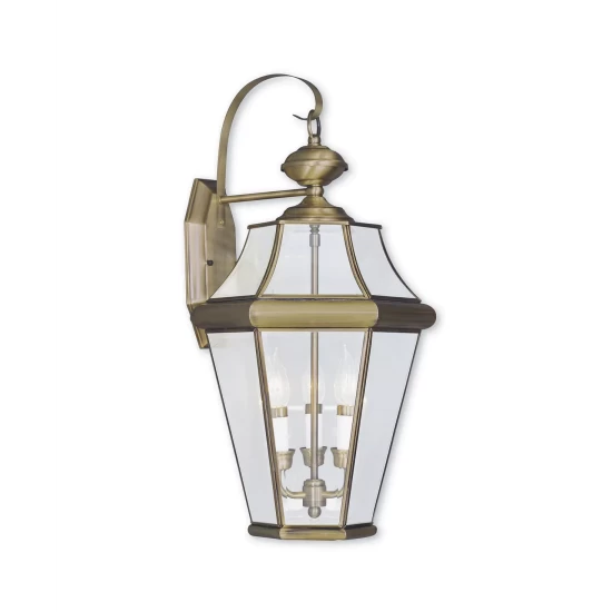 Cheap 🎁 Livex CLOSEOUT! Georgetown 3-Light Outdoor Wall Lantern Black 🔥 - Image 2