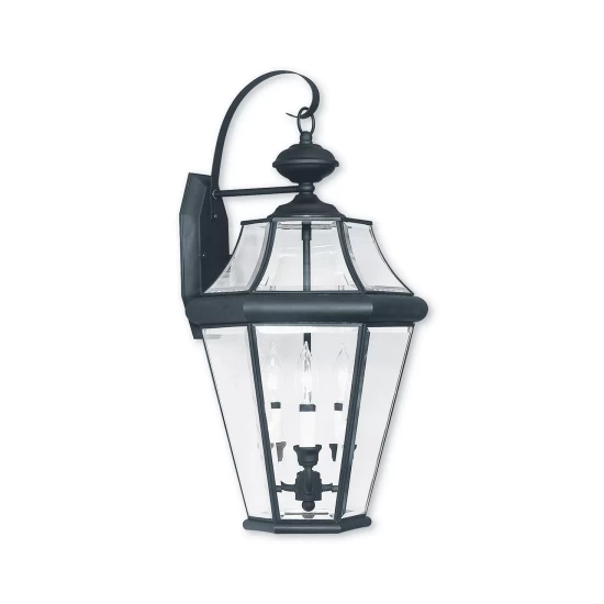 Cheap 🎁 Livex CLOSEOUT! Georgetown 3-Light Outdoor Wall Lantern Black 🔥 - Image 4