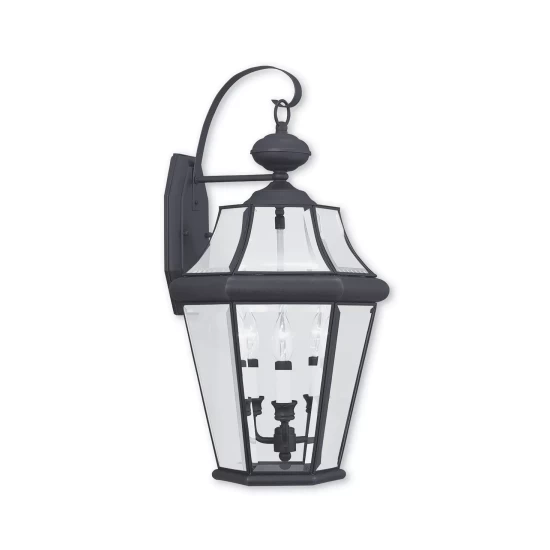 Cheap 🎁 Livex CLOSEOUT! Georgetown 3-Light Outdoor Wall Lantern Black 🔥 - Image 5
