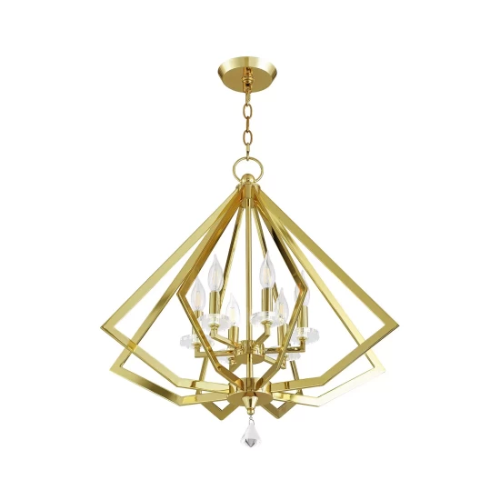 Best Pirce ๐ Livex Diamond 6-Light Chandelier Polished Brass ๐ - Image 5