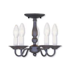 Cheap ⭐ Livex CLOSEOUT! Woodland Park 4-Light Convertible Mini Chandelier/Ceiling Mount Olde Bronze 😍