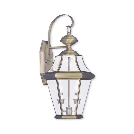Buy ๐ Livex CLOSEOUT! Georgetown 2-Light Outdoor Wall Lantern Antique Brass ๐ - Image 2
