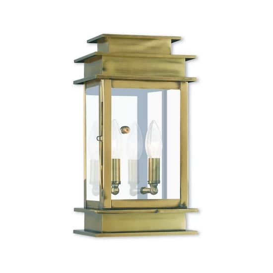 Cheap 💯 Livex Princeton 2-Light Outdoor 14 Wall Lantern Antique Brass ❤️ - Image 2