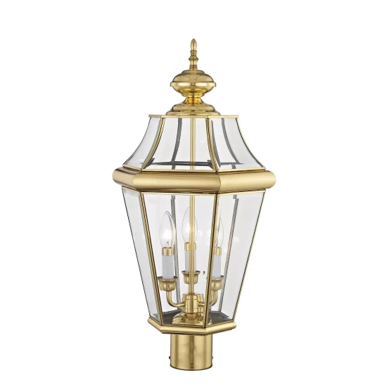 Hot Sale 🤩 Livex CLOSEOUT! Georgetown 3-Light Outdoor Post Lantern Black ⭐ - Image 9