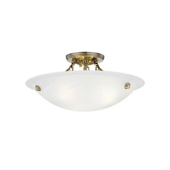 Hot Sale π Livex Oasis 3-Light 7 Large Ceiling Mount Antique Brass π - Image 4