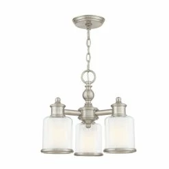 Budget 💯 Livex Middlebush 3-Light Convertible Mini Chandelier/Ceiling Mount Brushed Nickel 🎉