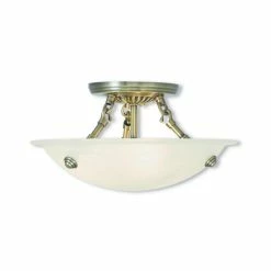 Coupon ⭐ Livex Oasis 3-Light Ceiling Mount Antique Brass 🧨
