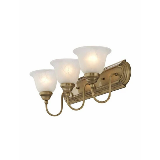 Coupon ๐ Livex CLOSEOUT! Belmont 3-Light Bath Vanity Fixture Antique Brass โ๏ธ