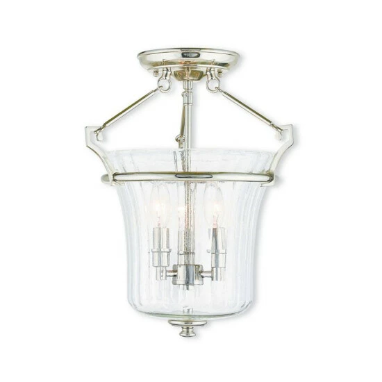 Flash Sale ๐ Livex CLOSEOUT! Cortland 3-Light Ceiling Mount Polished Nickel ๐คฉ