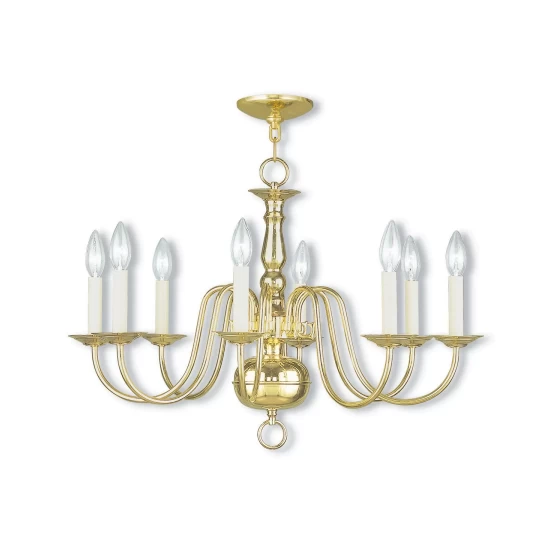 Promo ๐งจ Livex Williamsburgh 8-Light Chandelier Polished Brass ๐ - Image 2