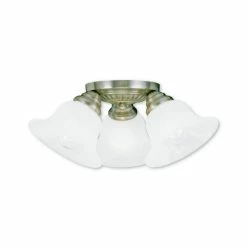 Best Sale 💯 Livex Edgemont 3-Light Ceiling Mount Brushed Nickel 🎁