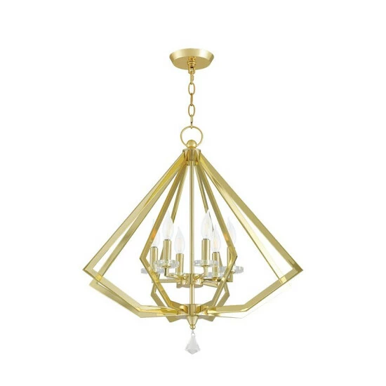 Best Pirce ๐ Livex Diamond 6-Light Chandelier Polished Brass ๐