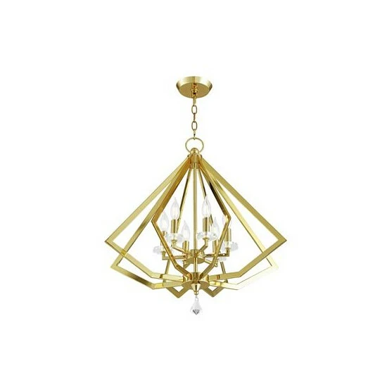 Best Pirce ๐ Livex Diamond 6-Light Chandelier Polished Brass ๐ - Image 2