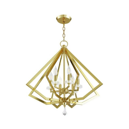 Best Pirce ๐ Livex Diamond 6-Light Chandelier Polished Brass ๐ - Image 4