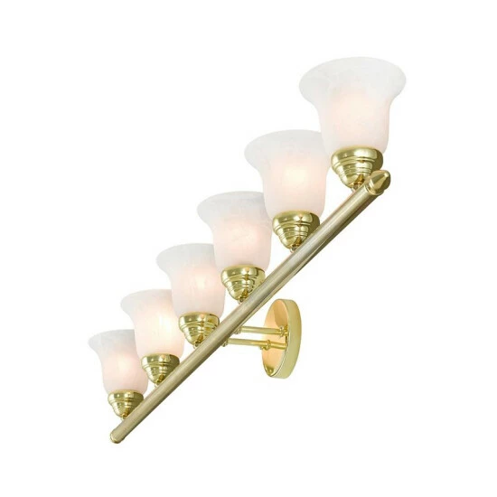 Brand new ✔️ Livex Neptune 6-Light Bath Vanity Fixture Polished Brass 👍