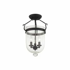 Budget 🧨 Livex Jefferson 3-Light 17 Ceiling Mount Black 🎉