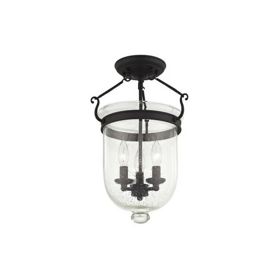 Budget ๐งจ Livex Jefferson 3-Light 17 Ceiling Mount Black ๐