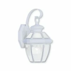 Best Pirce ⭐ Livex Monterey 1-Light Outdoor White Wall Lantern 🔔
