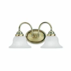 Discount 👏 Livex Edgemont 2-Light Bath Vanity Fixture Antique Brass ✨