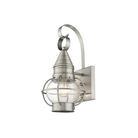 Hot Sale ✨ Livex Newburyport 1-Light 13.75 Wall Lantern Brushed Nickel ✨ - Image 5