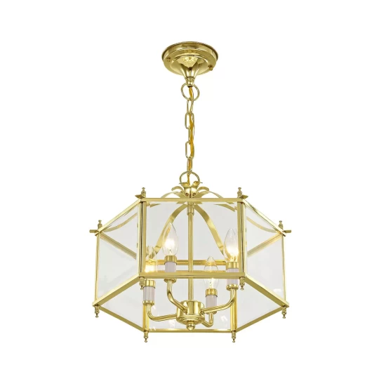 Coupon 🥰 Livex Livingston 4-Light Convertible Pendant/Ceiling Mount Polished Brass 🔥 - Image 4