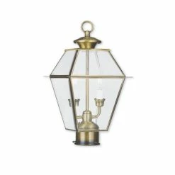 Outlet 👍 Livex Westover 2-Light Outdoor Post Lantern Charcoal 🥰