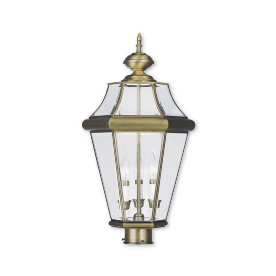 Hot Sale 🤩 Livex CLOSEOUT! Georgetown 3-Light Outdoor Post Lantern Black ⭐