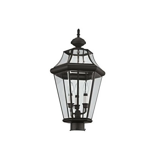 Hot Sale 🤩 Livex CLOSEOUT! Georgetown 3-Light Outdoor Post Lantern Black ⭐ - Image 5