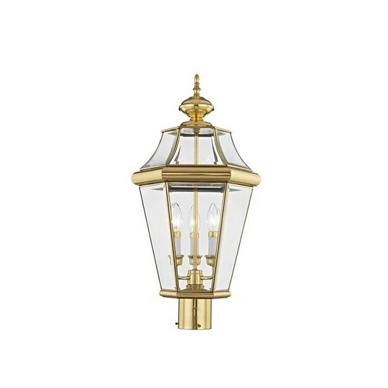 Hot Sale 🤩 Livex CLOSEOUT! Georgetown 3-Light Outdoor Post Lantern Black ⭐ - Image 6