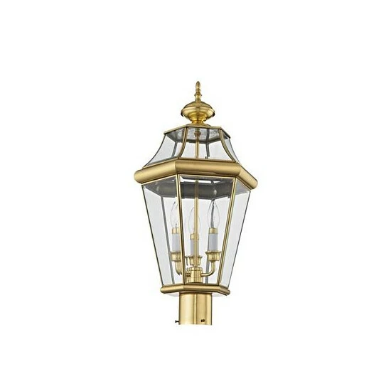 Hot Sale 🤩 Livex CLOSEOUT! Georgetown 3-Light Outdoor Post Lantern Black ⭐ - Image 7