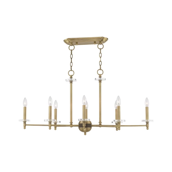 Deals β Livex Bancroft 8-Light Linear Chandelier Antique Brass β - Image 9