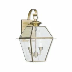 Promo 🌟 Livex Westover 2-Light Outdoor Wall Lantern Antique Brass 🔔