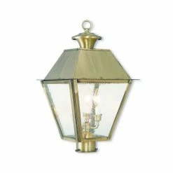 Promo 🛒 Livex Mansfield 3-Light Outdoor Post Lantern Vintage Pewter ⭐