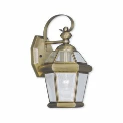 Promo 🥰 Livex Georgetown 1-Light Outdoor Wall Lantern Antique Brass 😉